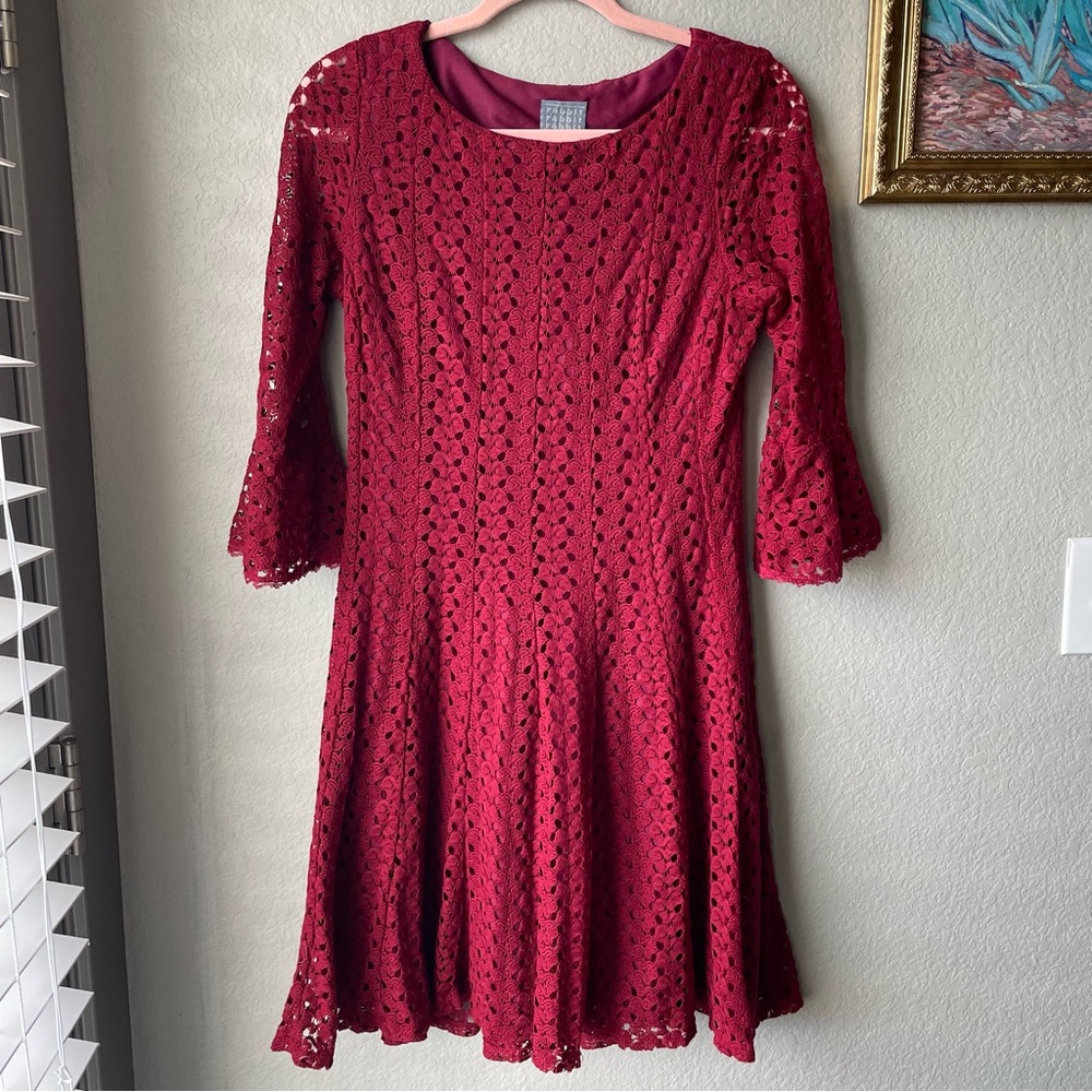 Red Lace Dress Three-Quarter Length Sleeves | Valentine’s, Holiday